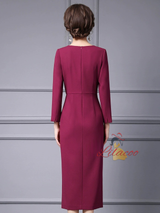 Green Long Sleeve Pleats Split Mother Of The Bride Dress