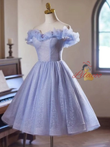 Tulle Sequins Off the Shoulder Homecoming Dress
