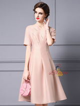 Pink V-neck Beading Mother Of The Bride Dress