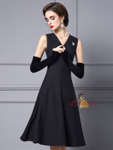 Black V-neck Mother Of The Bride Dress