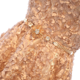 Champagne Lace Strapless Homecoming Dress