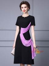 Black Pleated Mother Of The Bride Dress