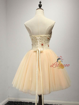Champagne Tulle Beading Homecoming Dress