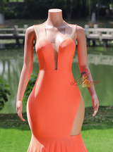Orange Mermaid Backless Prom Dress