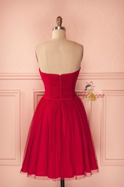 Tulle Pleats Strapless Homecoming Dress