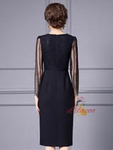 Black Lace Pleats Mother Of The Bride Dress