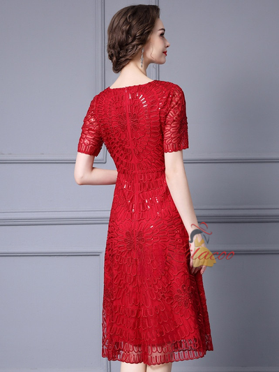 Sequins Short Sleeve Mother Of The Bride Dress