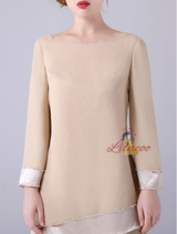 Champagne Chiffon Long Sleeve Mother Of The Bride Dress