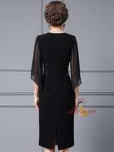 Black V-neck Beading Mother Of The Bride Dress