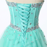 Tulle Strapless Beading Crystal Homecoming Dress