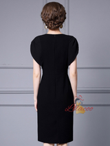 Black Beading Pleats Mother Of The Bride Dress