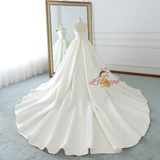 Ivory White Strapless Satin Wedding Dress