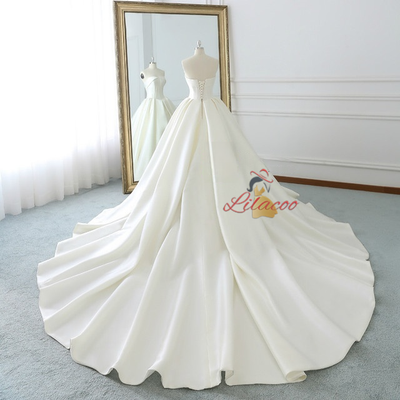 Ivory White Strapless Satin Wedding Dress