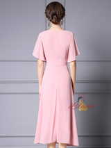 Pink V-neck Beading Mother Of The Bride Dress