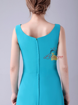 Blue Chiffon Mother Of The Bride Dress With Coat