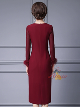 Burgundy Pleats Mother Of The Bride Dress
