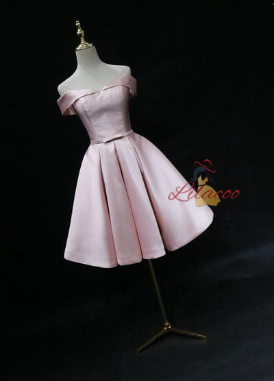 Pink Satin Homecoming Dress With Bow