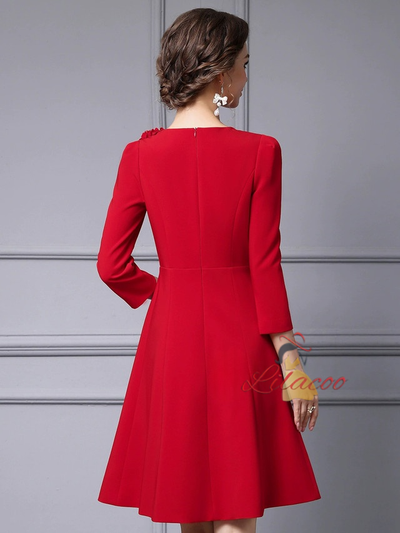 Red Flower Beading Mother of the Bride Dress