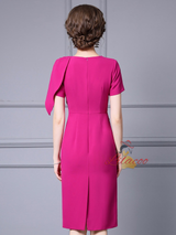 Fuchsia Short Sleeve Mother Of The Bride Dress