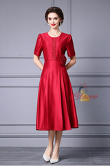 Satin Short Sleeve Mother Of The Bride Dress