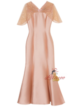 Champagne V-neck Sequins Mother Of The Bride Dress