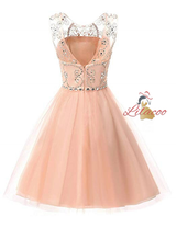 Blue Tulle Beading Crystal Homecoming Dress