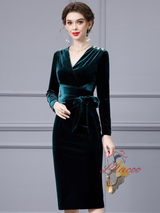 Dark Green Velvet Mother Of The Bride Dress
