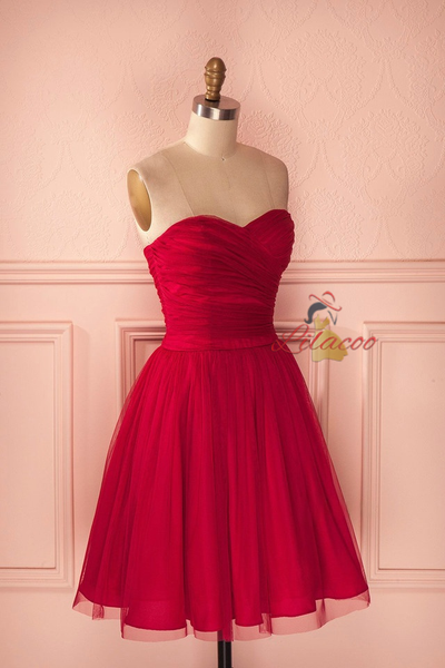 Tulle Pleats Strapless Homecoming Dress