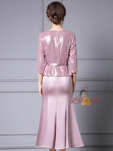 Pink Sequins Beading Mother of the Bride Dress