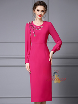 Fuchsia Beading Crystal Mother Of The Bride Dress