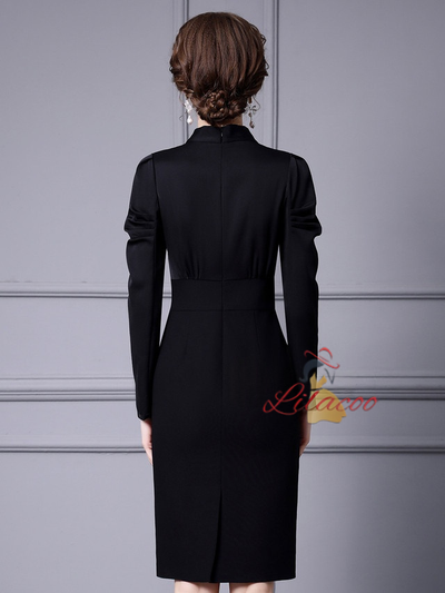 Black Long Sleeve Mother Of The Bride Dress