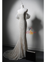 White Lace Off the Shoulder Wedding Dress
