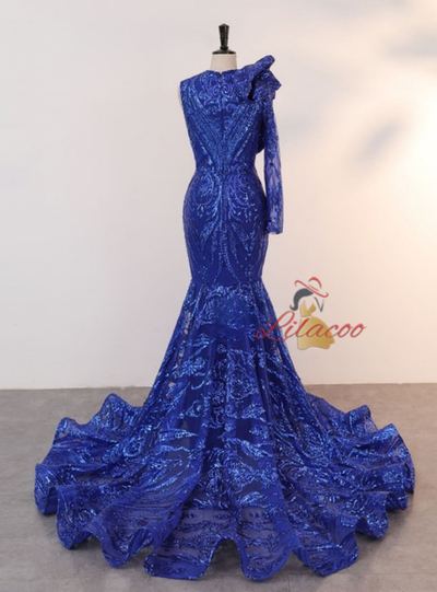 Mermaid Sequins One Shoulder Prom Dress