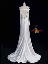 White Mermaid Satin Wedding Dress