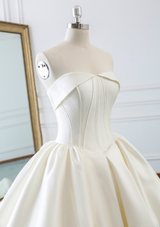 Ivory White Strapless Satin Wedding Dress