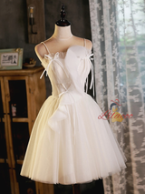 Ivory Tulle Pleats Homecoming Dress