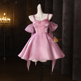 Pink Straps Beading Homecoming Dress