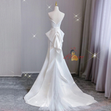 White Mermaid Satin Strapless Wedding Dress