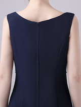 Navy Blue Chiffon Beading Mother Of The Bride Dress