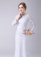 Gray Lace Long Sleeve Mother Of The Bride Dress