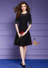 Black Short Sleeve Mother Of The Bride Dress