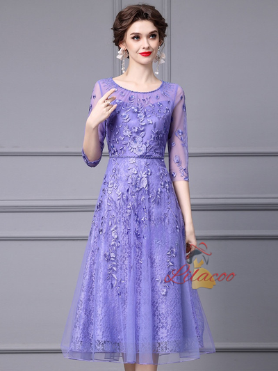 Purple Lace Tulle Mother Of The Bride Dress