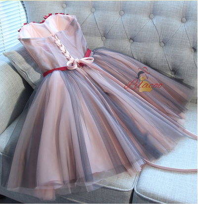Strapless Tulle 3D Flower Homecoming Dress