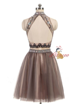 Two Piece Halter Beading Crystal Homecoming Dress