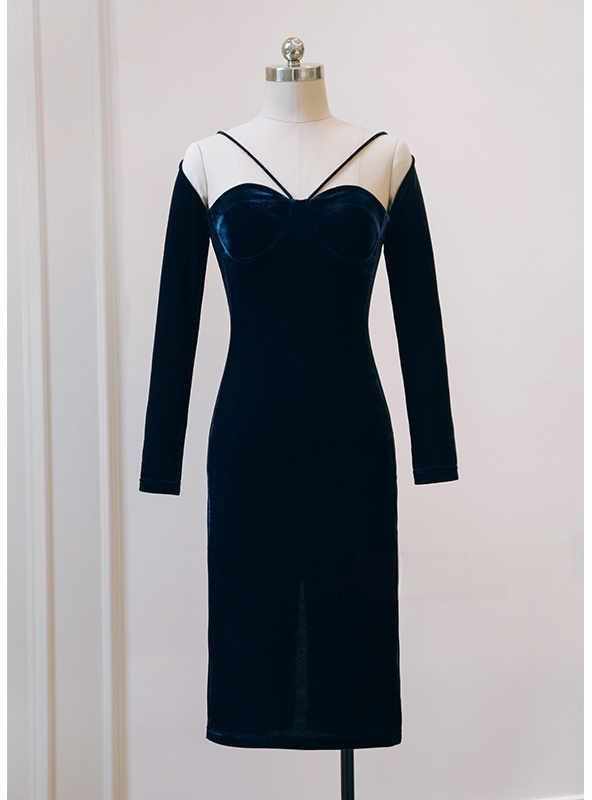 Thin Tube Top Long Sleeves Dress