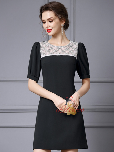 Black Beading Mother of the Bride Dress