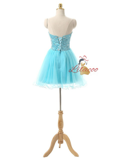 Blue Sweetheart Beading Homecoming Dress