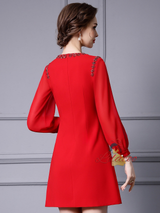 Red Long Sleeve Beading Mother Of The Bride Dress