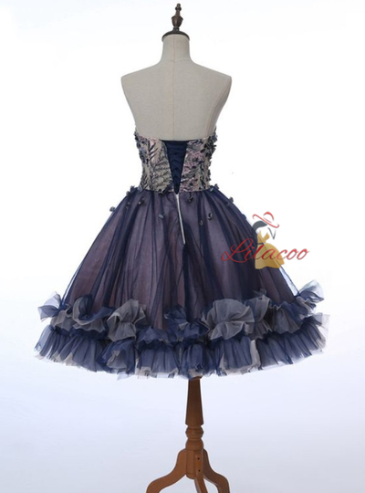 Tulle Lace Strapless Homecoming Dress