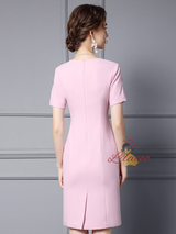 Pink V-neck Mother Of The Bride Dress